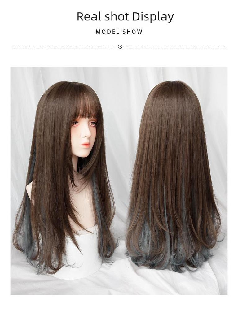 Dámská dlouhá kudrnatá paruka s přirozenými melíry a stylem hruškového květu