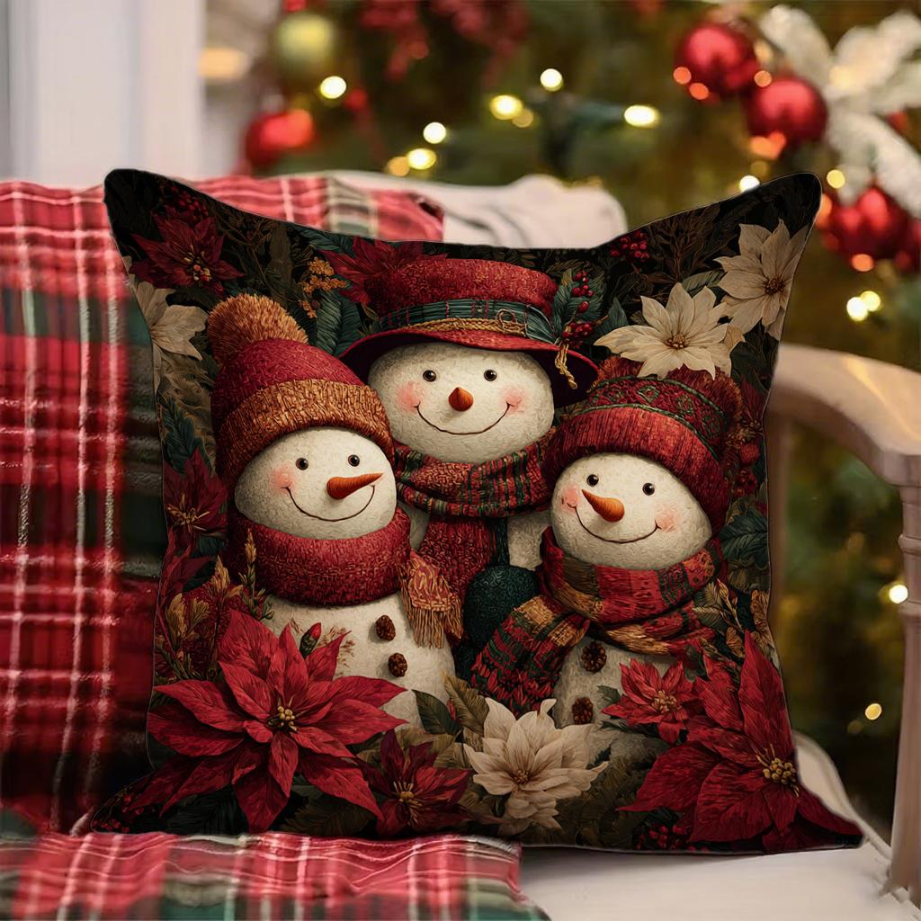 Kissenbezüge mit Weihnachtsmotiven und SchneemännernGeeignet für Sofa, Auto, Schlafzimmer, dekorativer Kissenbezug, Kissenbezug