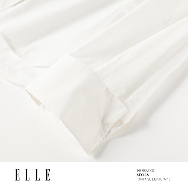 ELLE Women's French Style Pure Cotton Drawstring White Shirt