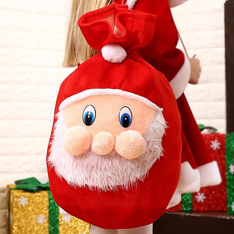 

1PC Christmas Large Backpack Gift Bag Gift Candy Backpack Tinsel Santa Claus Red