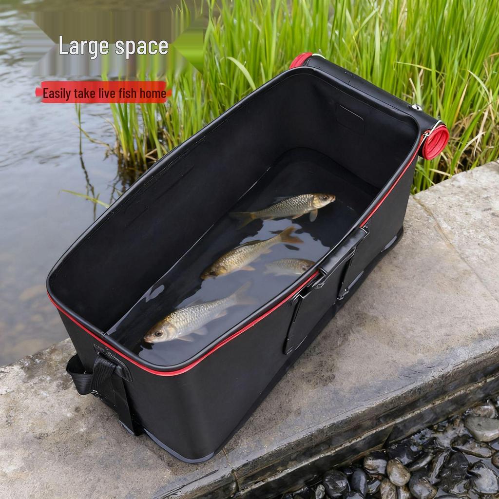 Portable Foldable Fish Bucket: Multi-functional Fish Keeper with Hand-Held & Shoulder Strap for Fetching Water and Fishing.