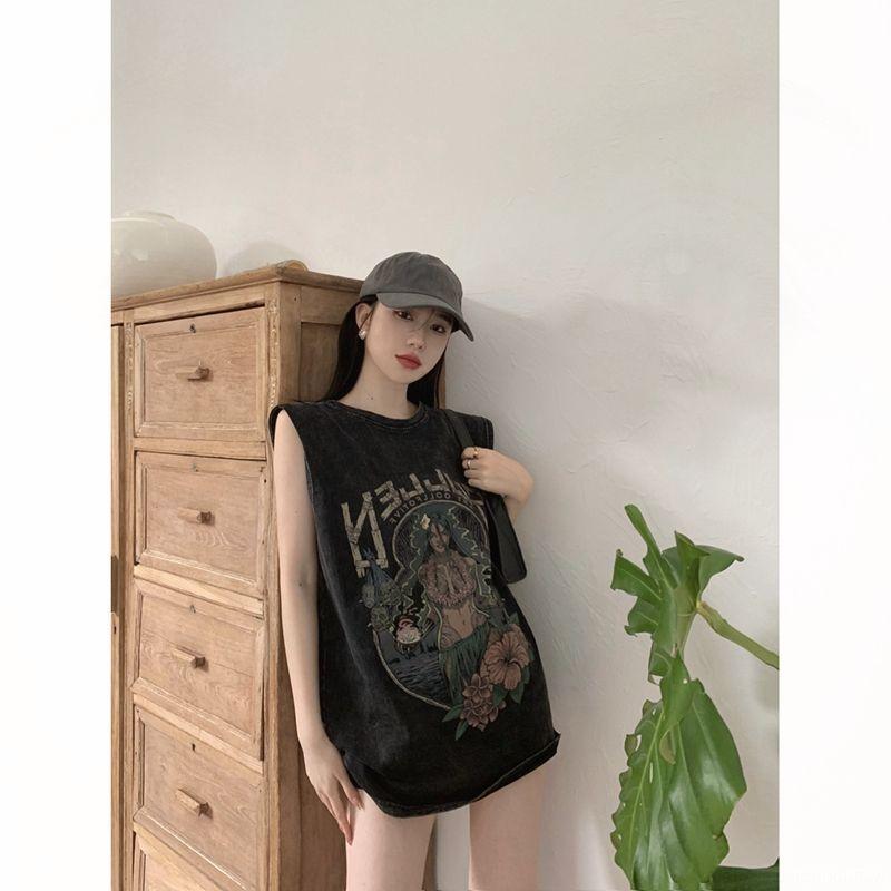Polyester Sleeveless T Shirt With Graphic Design For Summer Casual Outfits Womens Style