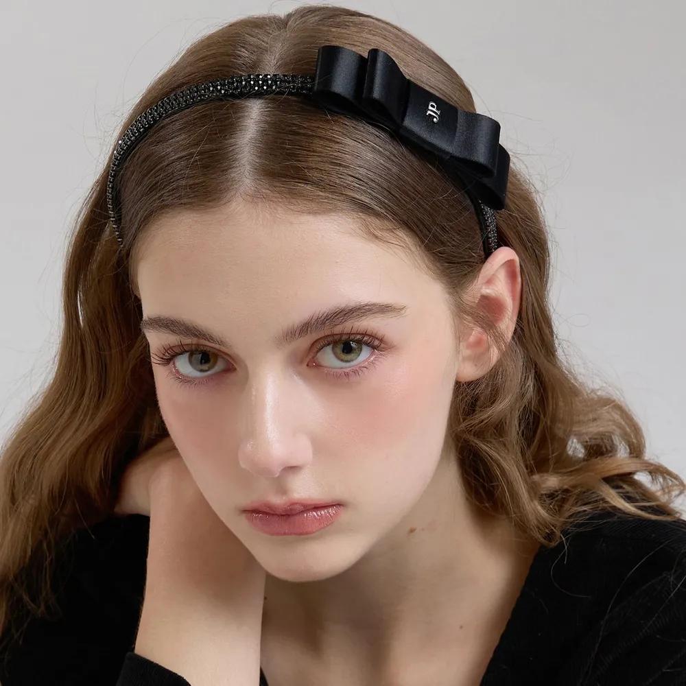 Della Crystal Ribbon Hairband JP-24-476HB black