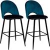 Set of 2 Atmosphera "Kara" Decorative Velvet Bar Stools - Duck Blue