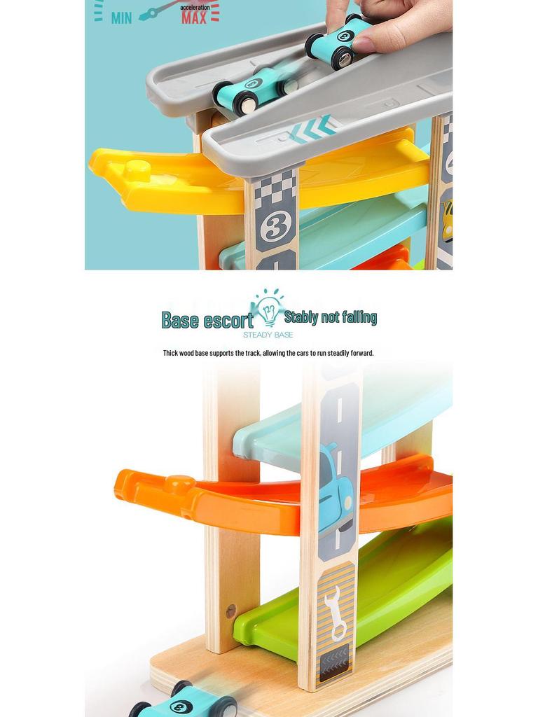 Te Bao'er Wooden Slide Track Car Set for Baby Boys - Educational Toy