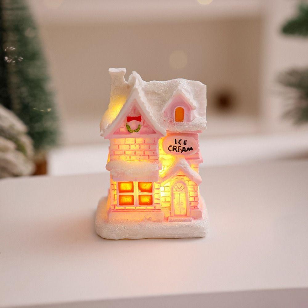 Resin LED Light Snow House Cute Christmas House Ornament  Party Favors