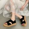 Retro Fashion Platform Bag Heel Sandals Women's Summer Wear New High-end Leopard Print Two Wear Beach Shoes Women's