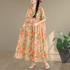 DIMANAF New 2026 Women Plus Size Summer Casual Long Dress Cotton Loose Oversize Floral Print Beach Sundress