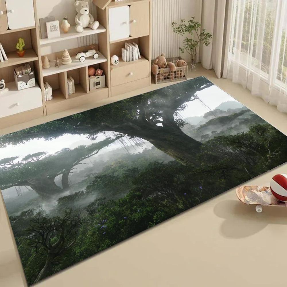 1pc Forest Tree Jungle Animal Landscape Absorbent Mats Anti-Slip Mats Home Decor Supplies Carpets Home Kitchen Floor Mats