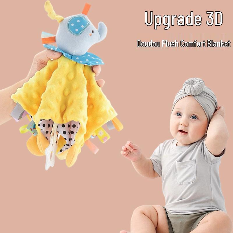 Funnyzoo Baby Animal Soothing Toy & Blanket with Teether and Rattle Bib