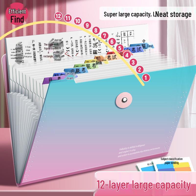 A4 Multi-Layer Accordion File Bag: Large Capacity Student Document Organizer