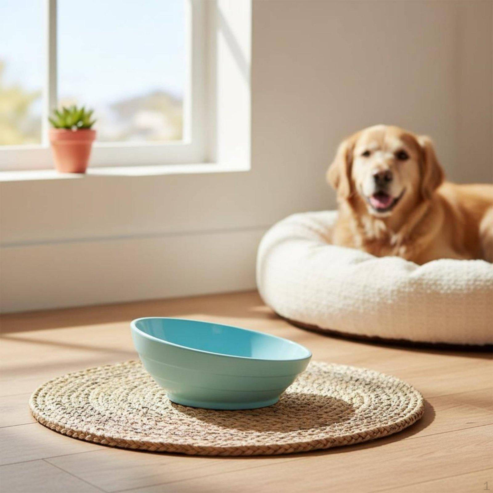 Tilted Cat Bowl Double Use Ceramic Pet Easy to Clean for FlatFaced Dogs Tiffany Blue Tiffany Blue