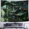 Aesthetic Swamp Abandoned House Tapestry, Dark Forest Haunted Cabin Wall Hanging, Gothic Witchy Decor For Bedroom Living Room