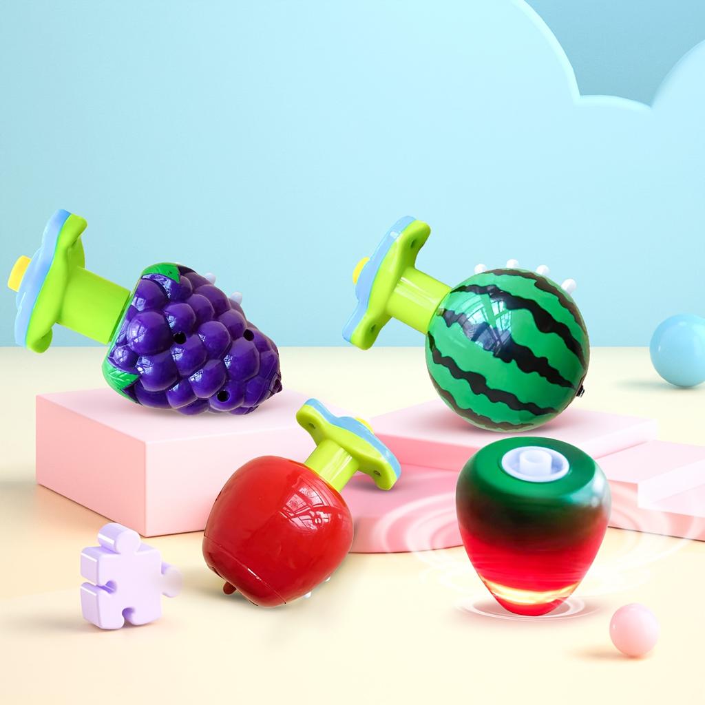 Fruit Series Press Flash Music Gyro 5pcs Set Toys