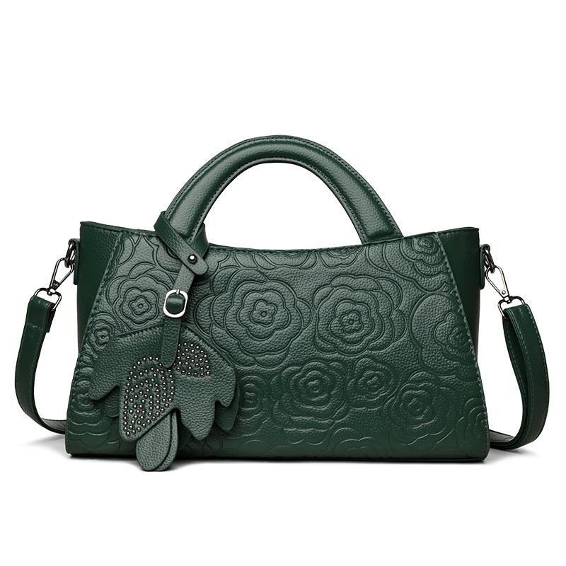 Elegant Embossed Flower Design Faux Leather Tote Bag with Adjustable Shoulder Strap