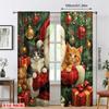 2pcs Vivid Cat Pattern Curtains   Design Blackout Drapes   Polyester Christmas Window Decor   Home Decor   Rod Pocket Curtains