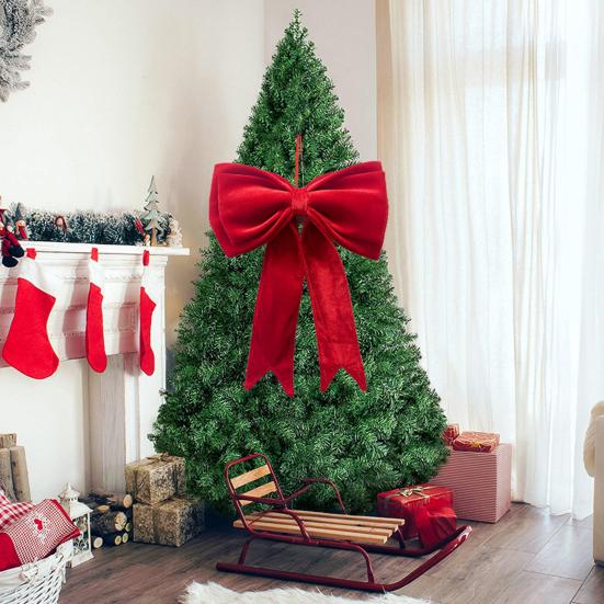 Bow Pendant Red Velvet Christmas Decoration Hanging Ornament Holiday Parties Home Office Festive Gift Party Accessory