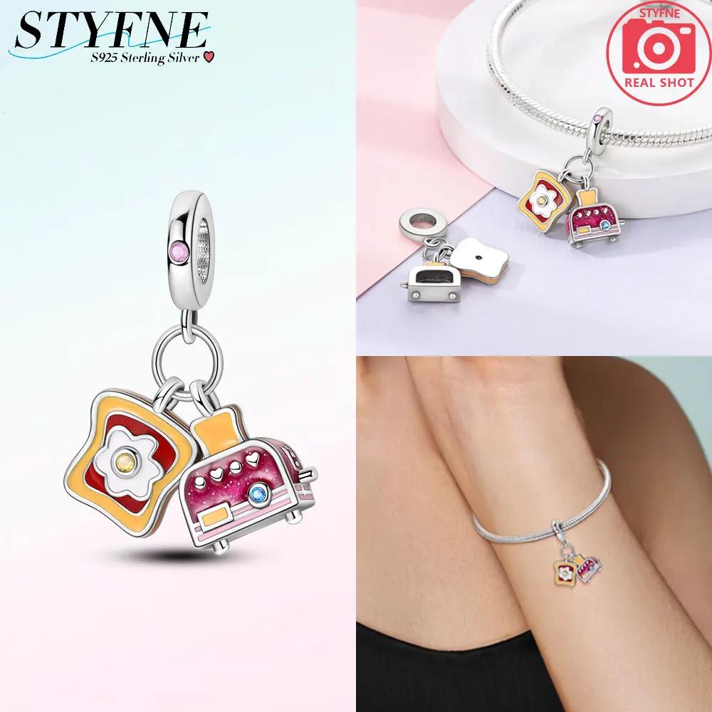 

Genuine Charm Copper Creative Toaster Toast Bead Fits Charm Plata Bracelet For Women Jewellery Crafting Beautiful Gift