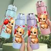 1PC I Love You Valentine Kitten 750ml Color Plastic Sports Water Bottle Leakproof Flip Straw Lid Suitable for Sports Office Home Use