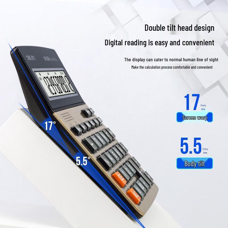 Deli 12-Digit Large Screen Voice Calculator with Alarm & Calendar