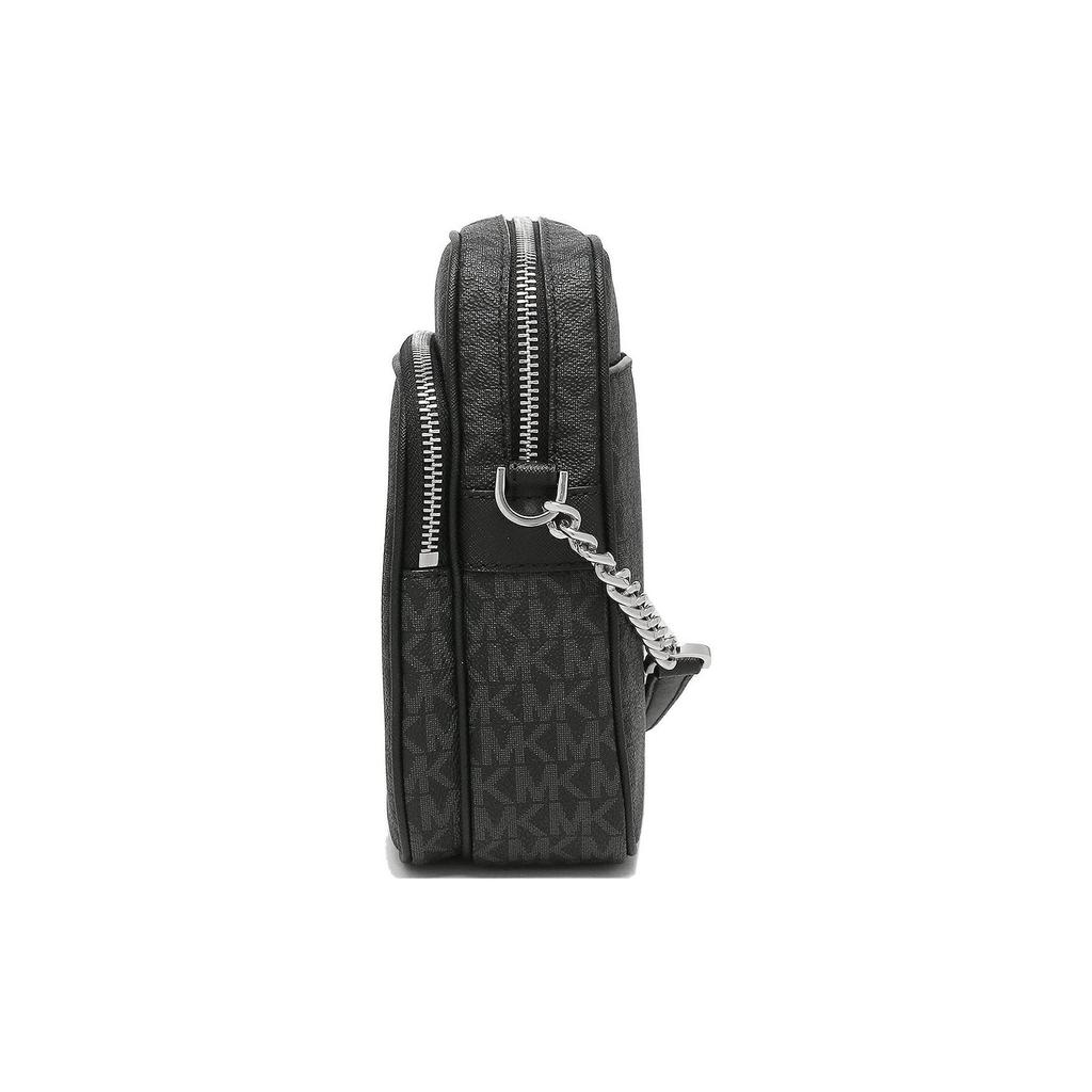 Michael Kors MK Jet Set Travel Monogram Zip Closure Chain Shoulder Crossbody Bag Medium Women Bags Black 35F1STVC2B-BLACK