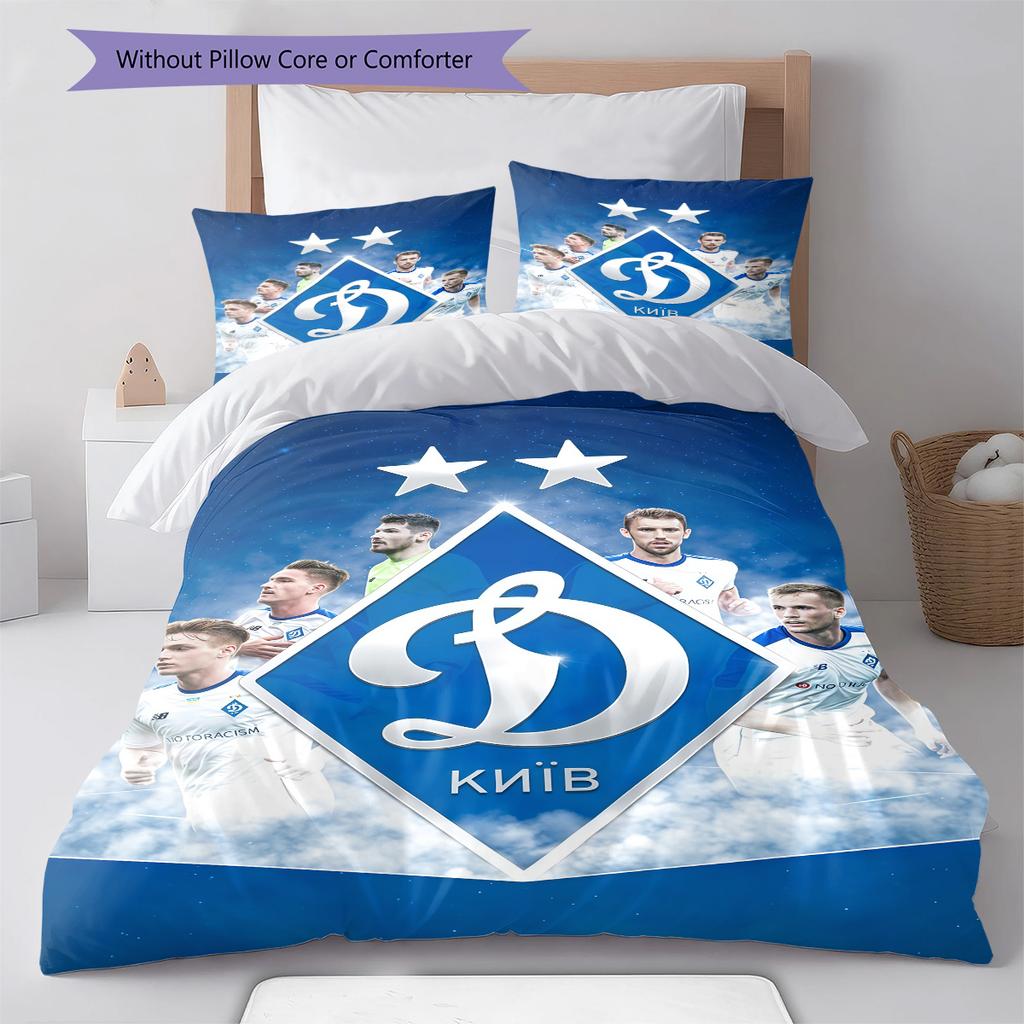 FC Dynamo Kyiv  Pattern Bedding Quilt Set Quilt Cover Pillowcase Home Decoration Birthday Gift (1 * Duvet Cover + 2 * Pillowcase, Without Core)