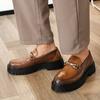 Designer's Classic Men's Leather Shoes Retro Business Casual Style Dress Up Party and Daily Work Thick Soled Loafer Hot