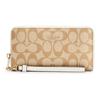 Zip Around 19 Long Zipper Coated Canvas With Leather Clutch Wallet Women Wallet White Khaki C4452-IMDQC