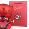 Necklace Teddy Bear Eternal Rose Gift Box with Rotate Rose Jewelry Box for Girl Valentines Wedding Storage Gift Case for Women