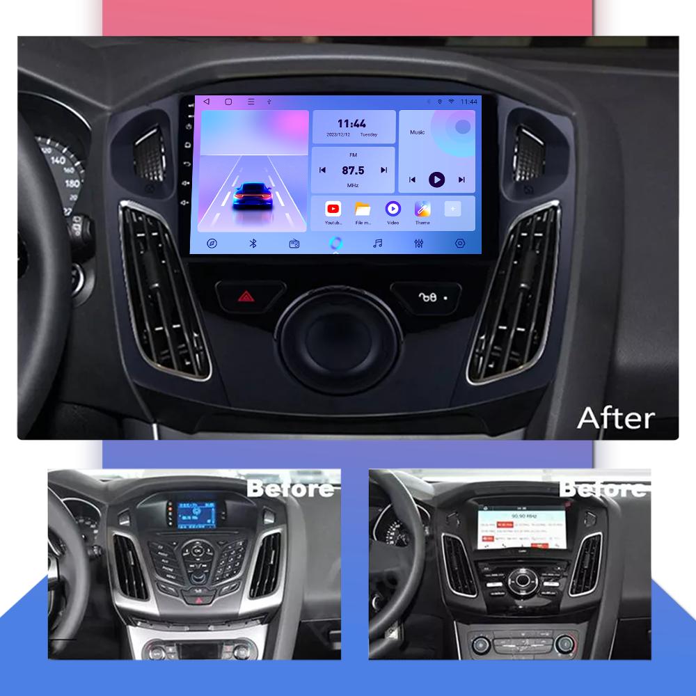 Bilradio Android Auto Carplay För Ford Focus 2012-2018 Multimedia Spelare Huvudenhet Stereo GPS Navigation BT WIFI 1+16GB