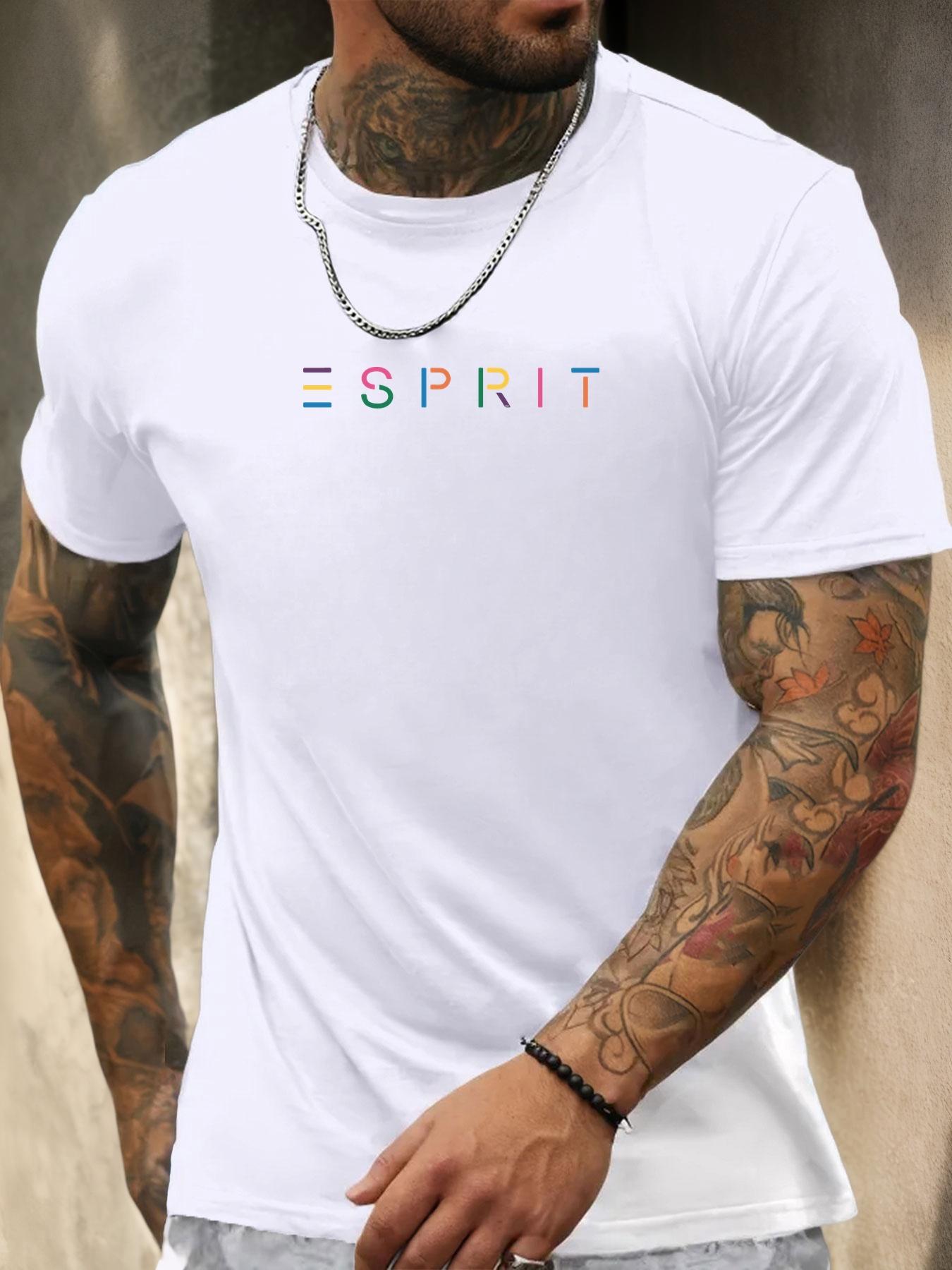 

Футболка з коротким рукавом ESPRIT Чоловіча 100% Бавовна З принтом Літня З круглим вирізом Дихаюча Повсякденна Модна Крута Футболка S