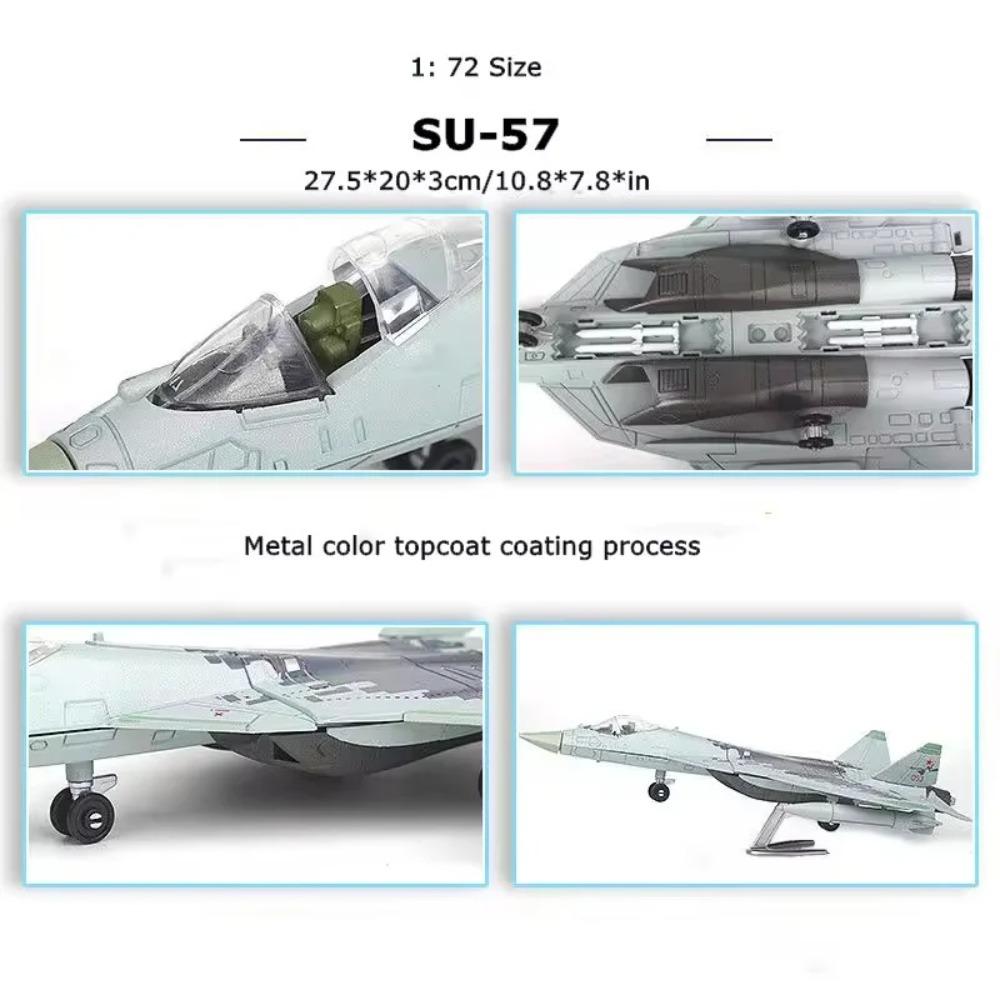 Giocattolo Modello di Aereo Scala 1/72 Russo SU57 Sukhoi SU-57 Caccia Aereo Metallo Militare Finito ABS Die-cast Simulazione Regalo