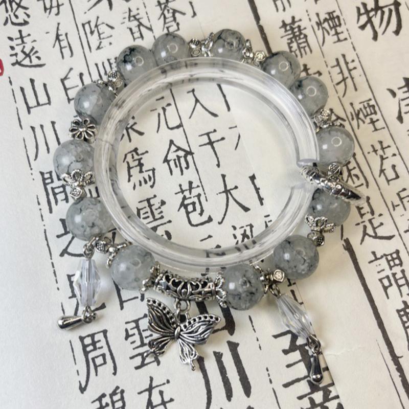 Βραχιόλι με Χάντρες Κινέζικου Στυλ Γλυκό Εξαιρετικό με Κρεμαστό Πεταλούδα Βραχιόλια για Γυναίκες Κορίτσια Αξεσουάρ Κοσμημάτων