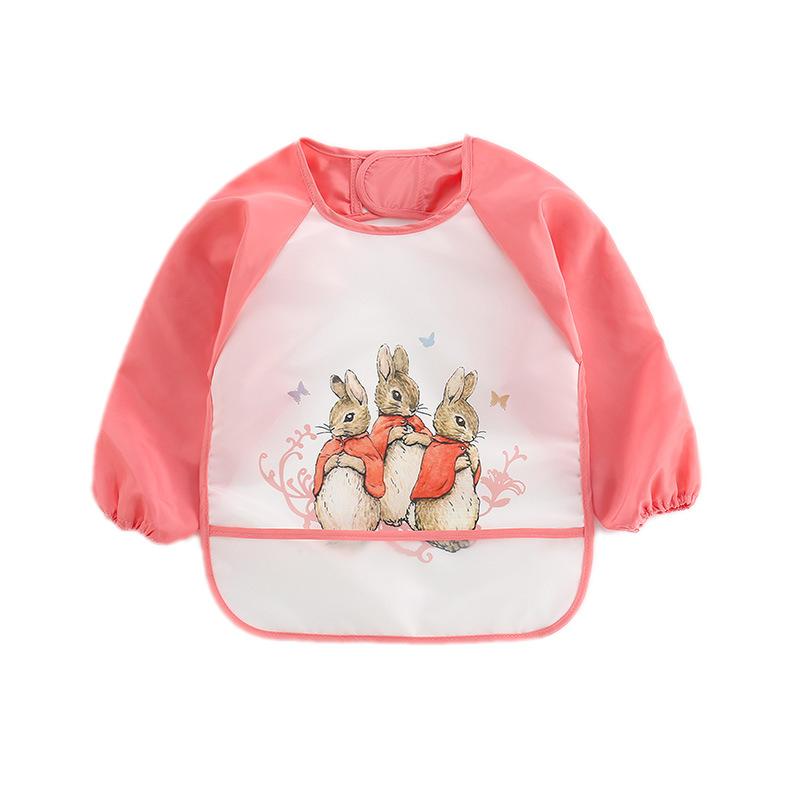 Cute Baby Bibs Toddler Baberos Bavoir Waterproof Long Sleeve Apron Cartoon Animals Children Feeding Smock Bib Baby Stuff 0-3Y