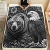 1PC Black white animals Print Flannel Blanket, High quality Comfortable for All Seasons, Home Decor, Warmth and Comfort