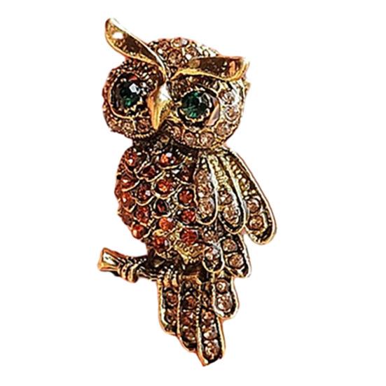 Broșă Formă Bufniță Strălucitoare Strassuri Incrustate Ac Metalic cu Ornament Ochi Negru Accesoriu Compact Portabil Jachete Genți Pălării Bijuterii Cadou