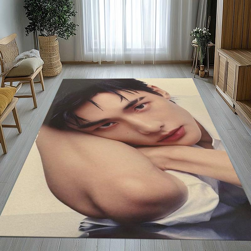 Hyunjin Kpop Stray Kids Star Living Room Non-Slip Area Rug Soft Carpet for Bedroom Kids Playroom Sofa,Home Decor Doormat Gift
