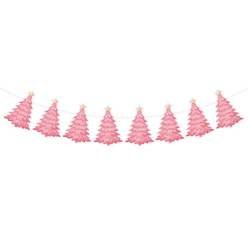 Cross-border Christmas Letter Flag Banner Paper Christmas Latte Flower Flag Hanging Flag Atmosphere Decoration Party Decorations