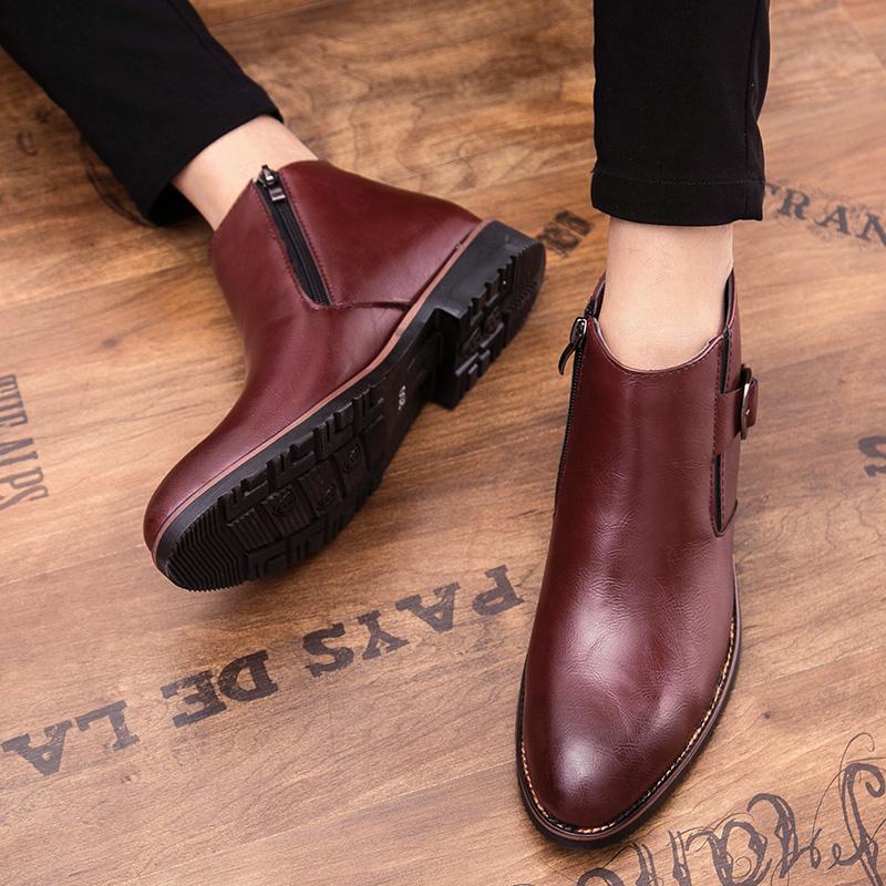 Heißer Verkauf Herren Leder Stiefeletten Europa Amerika Luxuriöse Bräutigam Hochzeit Schuhe Handgefertigte Sohle Herren Business Kleid Schuhe