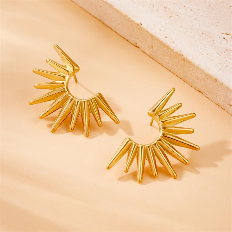 gold sunburst stud earrings for women