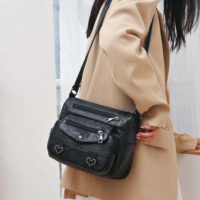 Vintage High Quality PU Leather Shoulder Crossbody Bag Women's Large Capacity Messenger Bag Luxury Design Travel Mom's Handbags