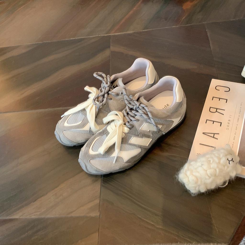 Cowhide Version of Grape Mother, the Same Fashionable Pair of Shoelaces, Casual Sports Shoes, Retro Mesh Forrest Gump Shoes, Women's German Training