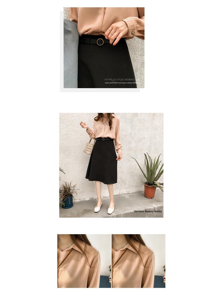 Damen Frühling Chiffon OL Langarmhemd - 2025 Neuer Koreanischer Stil Einfarbig