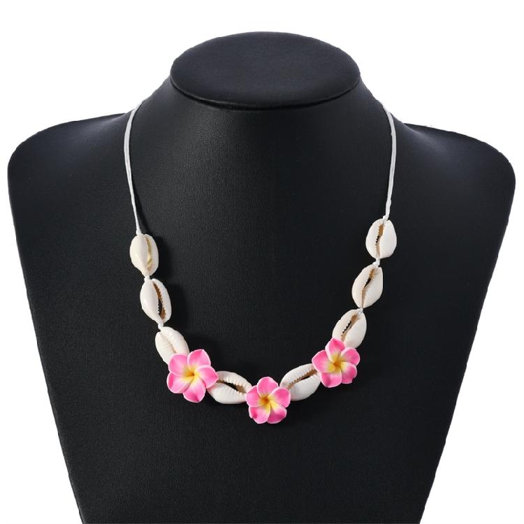Handmade Ceramic Floral Shell Necklace Intricate Petal Designs Everyday Jewelry Accessory