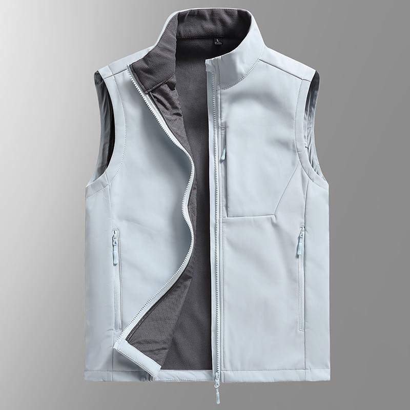 

Мужские куртки на осень и зиму, повседневные куртки без рукавов для активного отдыха, куртки плюс вельвет для среднего и пожилого возраста L светло-синий