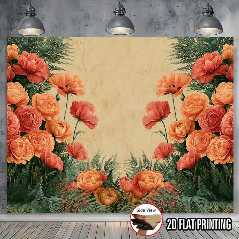 2D Floral Frame Backdrop for Wedding, Birthday and Boho Themed Photography 47.2x31.5inch/120*80cm