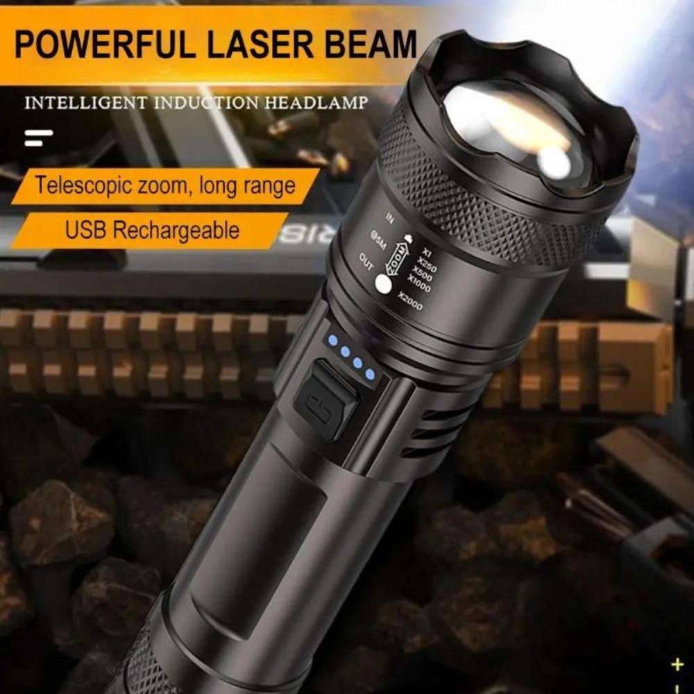 High Power 10000LM LED Flashlight Built-in Battery USB Rechargeable Strong Light Torch Outdoor Camping Hiking Lantern