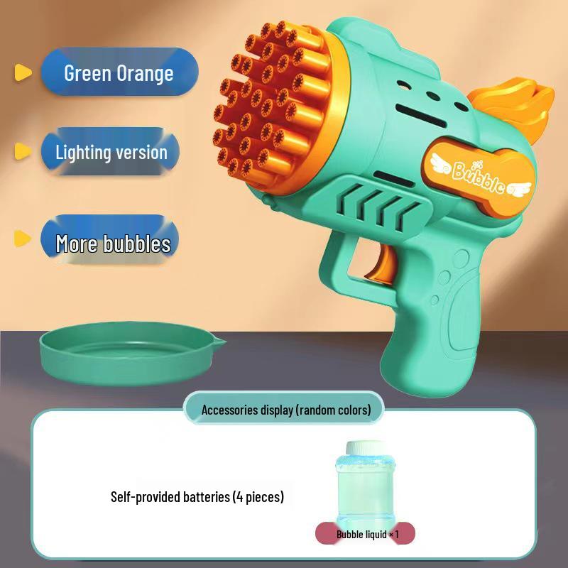 Cross 29-Hole Airplane Bubble Machine Kids' Toy - Multi-Hole Gatling Bubble Gun with Lights