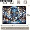 2D Blue Silver Birthday Party Backdrop, 2D Flat Banner for Celebration & Decor