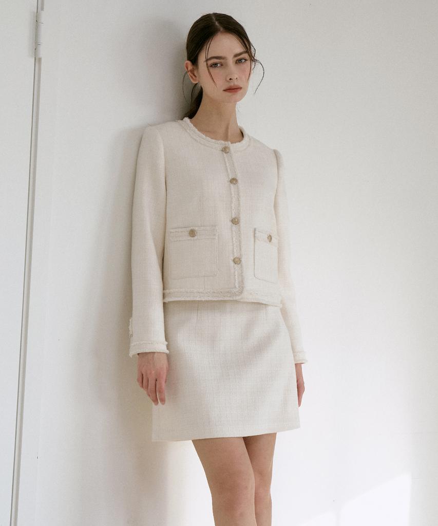 210EDIT Essential Tweed Skirt [Ivory]_Zf1Sk515